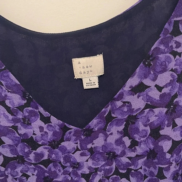 A New Day Purple Violet Floral Tank Top Sz S - Picture 2 of 3